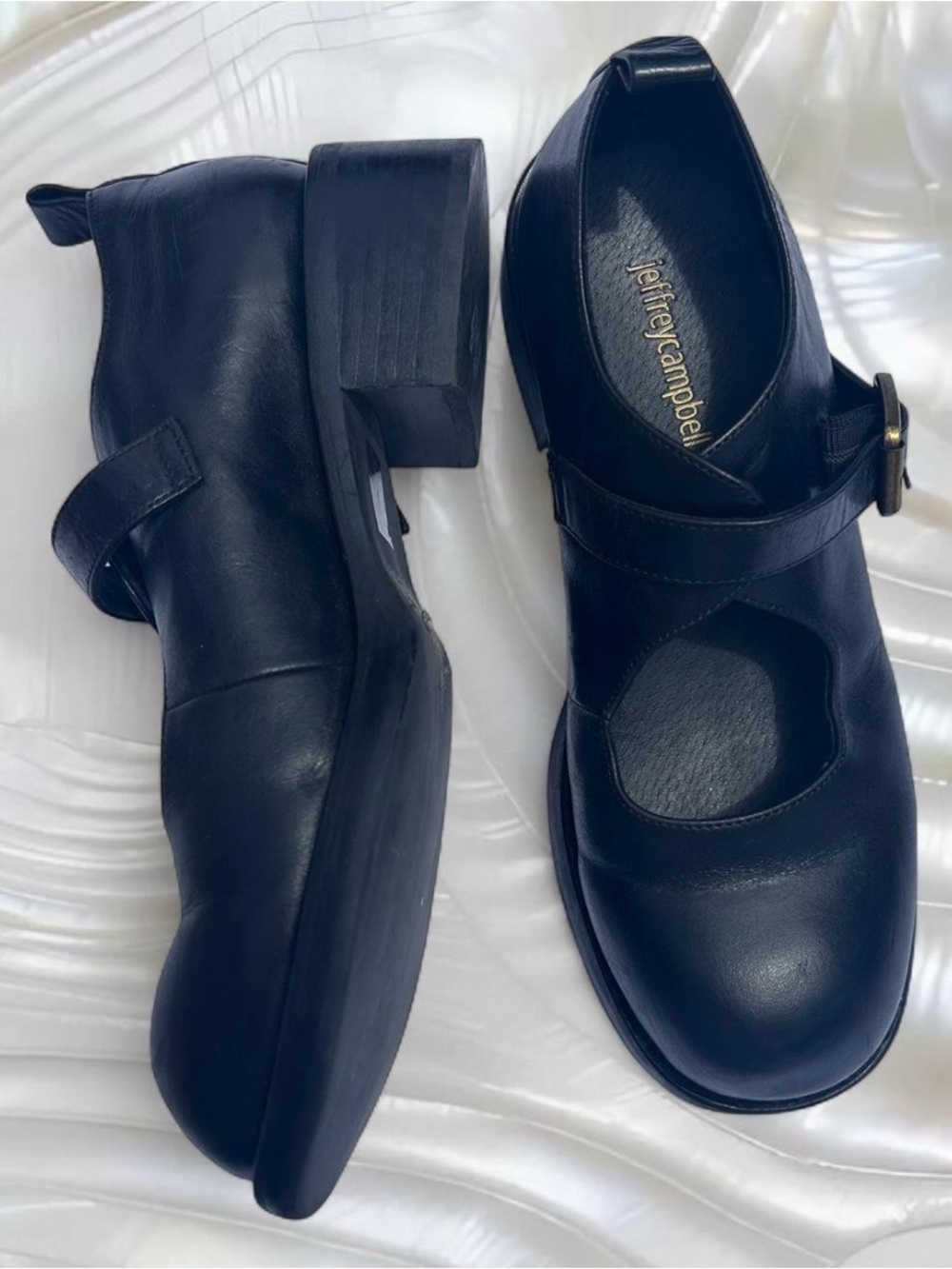 Jeffrey Campbell black leather Mary Jane shoes - Picture 6 of 10